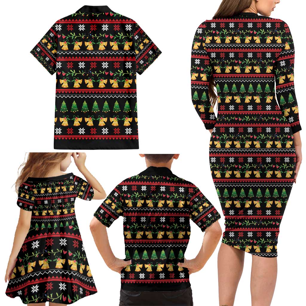 Meowy Christmas And Woofy New Year Family Matching Long Sleeve Bodycon Dress and Hawaiian Shirt DT04 - Wonder Print Shop