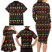Meowy Christmas And Woofy New Year Family Matching Long Sleeve Bodycon Dress and Hawaiian Shirt DT04 - Wonder Print Shop