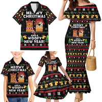 Meowy Christmas And Woofy New Year Family Matching Mermaid Dress and Hawaiian Shirt DT04 - Wonder Print Shop