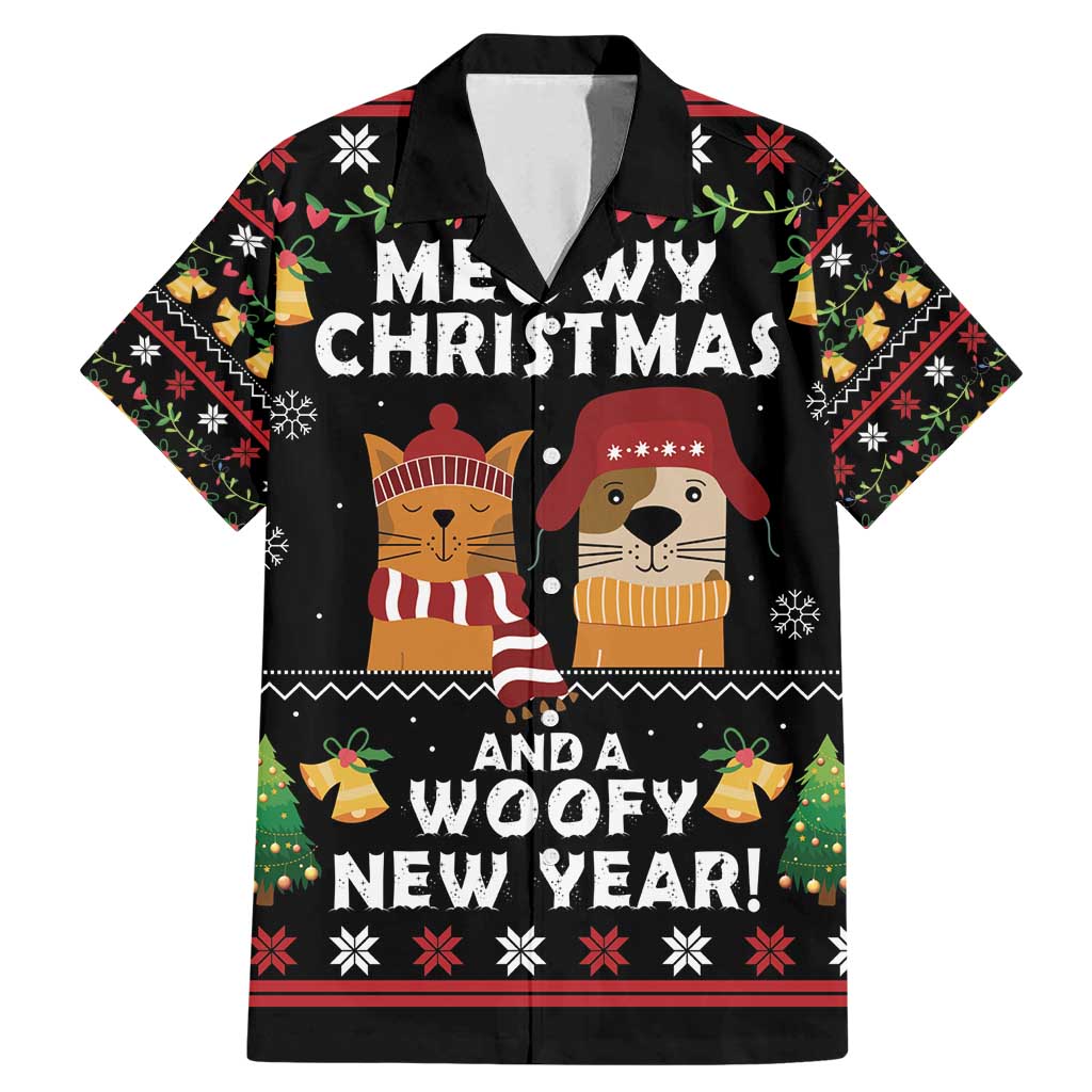 Meowy Christmas And Woofy New Year Family Matching Mermaid Dress and Hawaiian Shirt DT04 - Wonder Print Shop