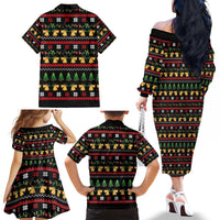 Meowy Christmas And Woofy New Year Family Matching Off The Shoulder Long Sleeve Dress and Hawaiian Shirt DT04 - Wonder Print Shop