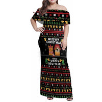 Meowy Christmas And Woofy New Year Family Matching Off Shoulder Maxi Dress and Hawaiian Shirt DT04 - Wonder Print Shop