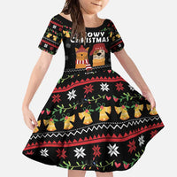 Meowy Christmas And Woofy New Year Family Matching Short Sleeve Bodycon Dress and Hawaiian Shirt DT04 - Wonder Print Shop