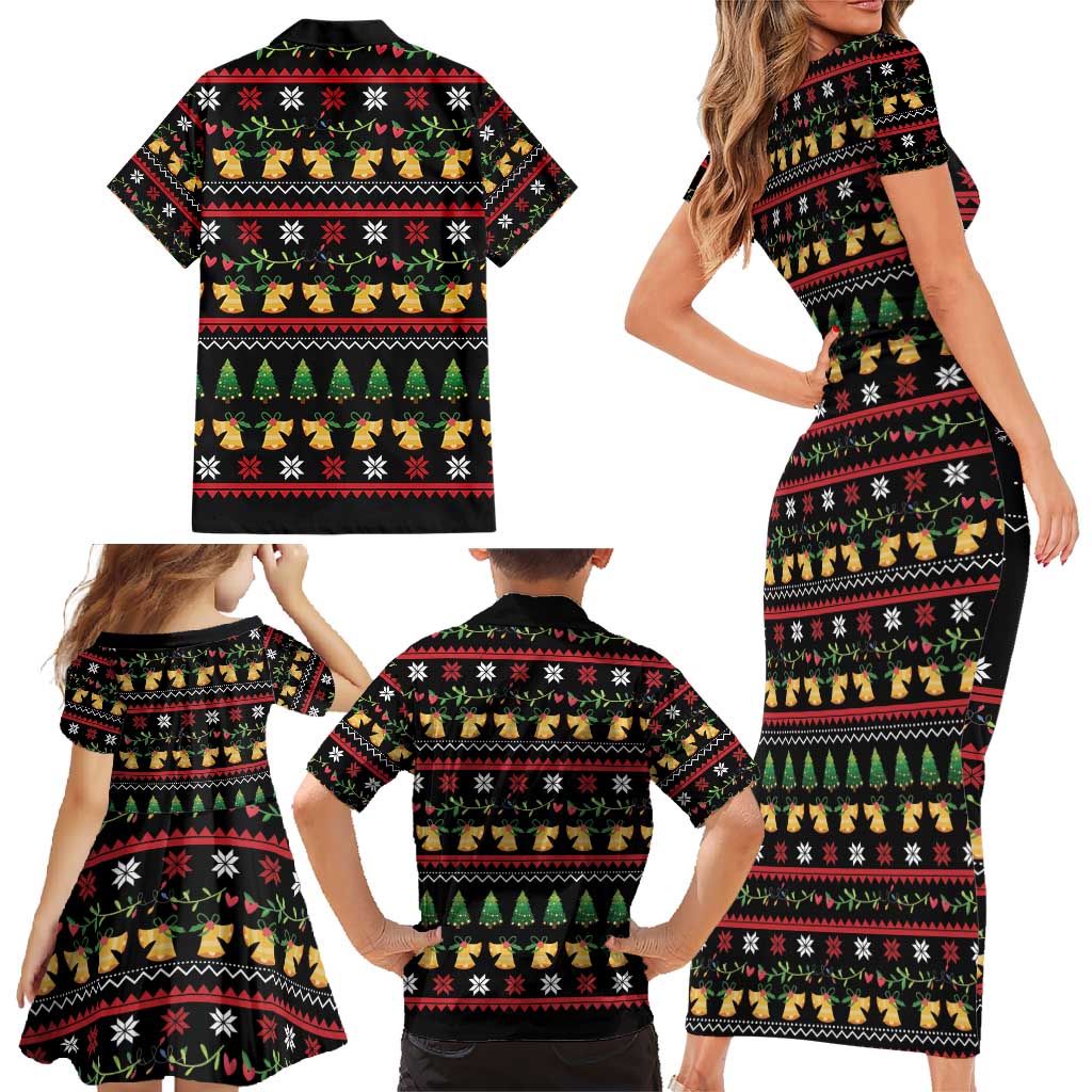 Meowy Christmas And Woofy New Year Family Matching Short Sleeve Bodycon Dress and Hawaiian Shirt DT04 - Wonder Print Shop
