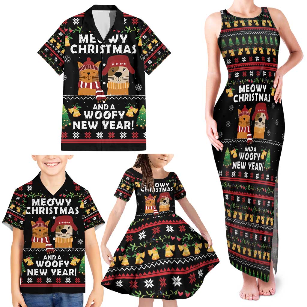 Meowy Christmas And Woofy New Year Family Matching Tank Maxi Dress and Hawaiian Shirt DT04 - Wonder Print Shop