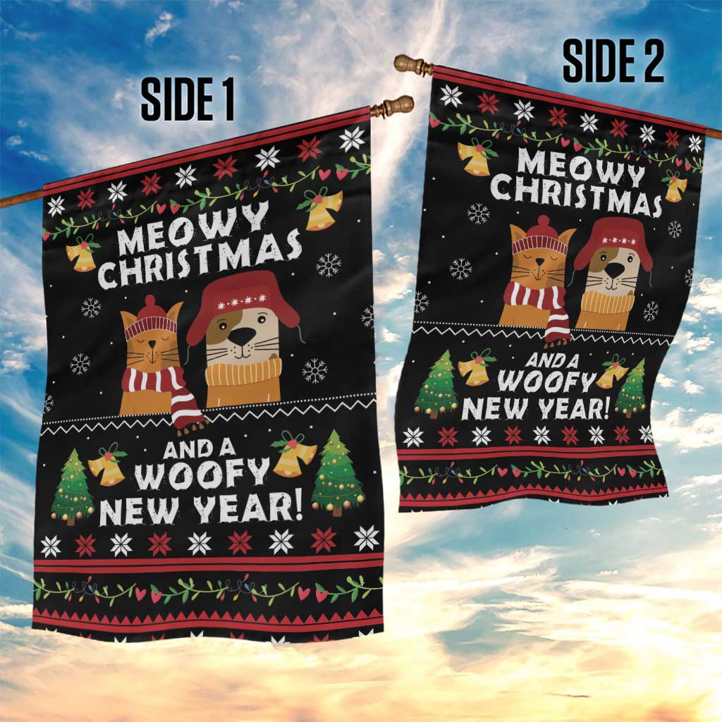 Meowy Christmas And Woofy New Year Garden Flag DT04 - Wonder Print Shop