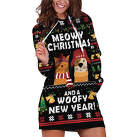 Meowy Christmas And Woofy New Year Hoodie Dress DT04 - Wonder Print Shop