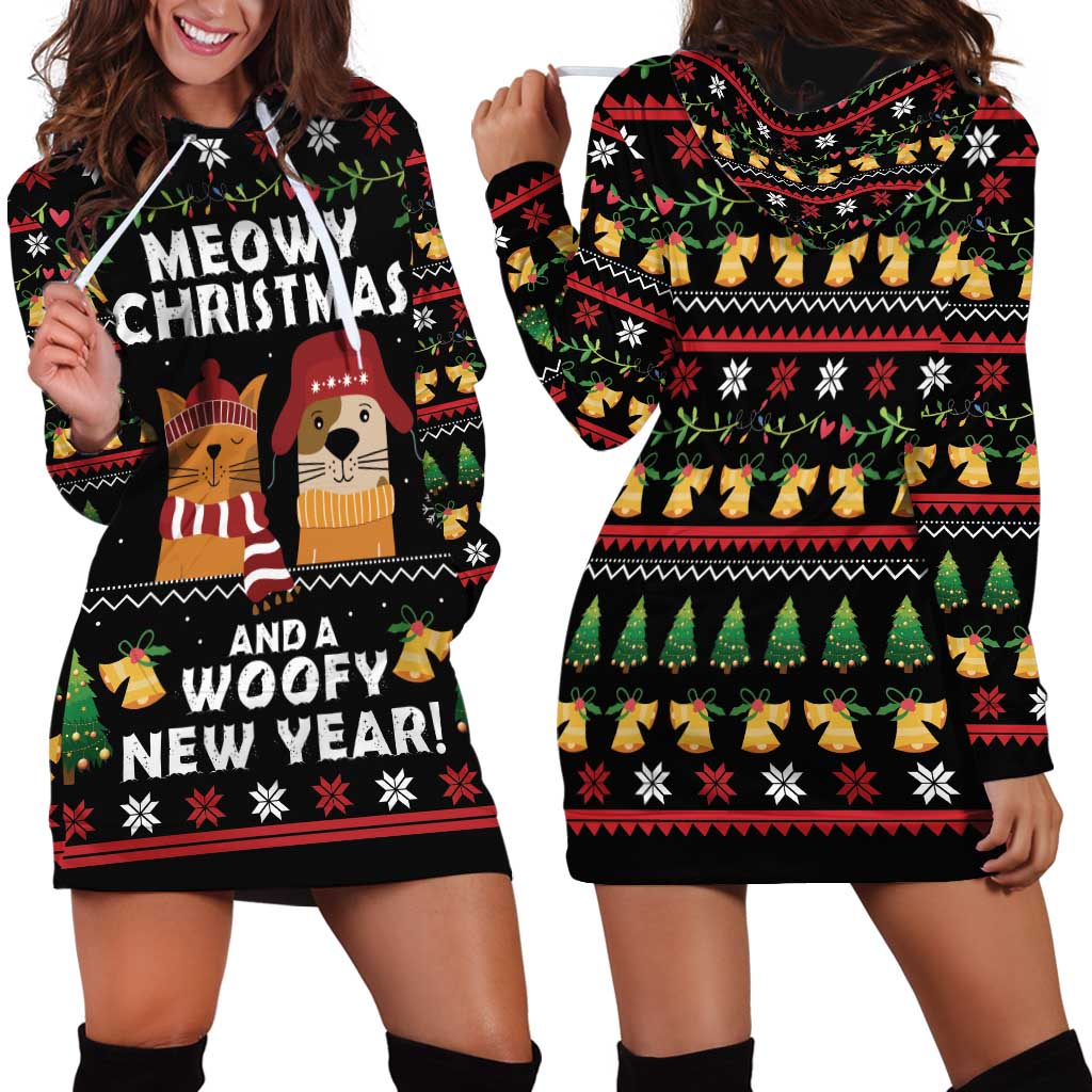 Meowy Christmas And Woofy New Year Hoodie Dress DT04 - Wonder Print Shop