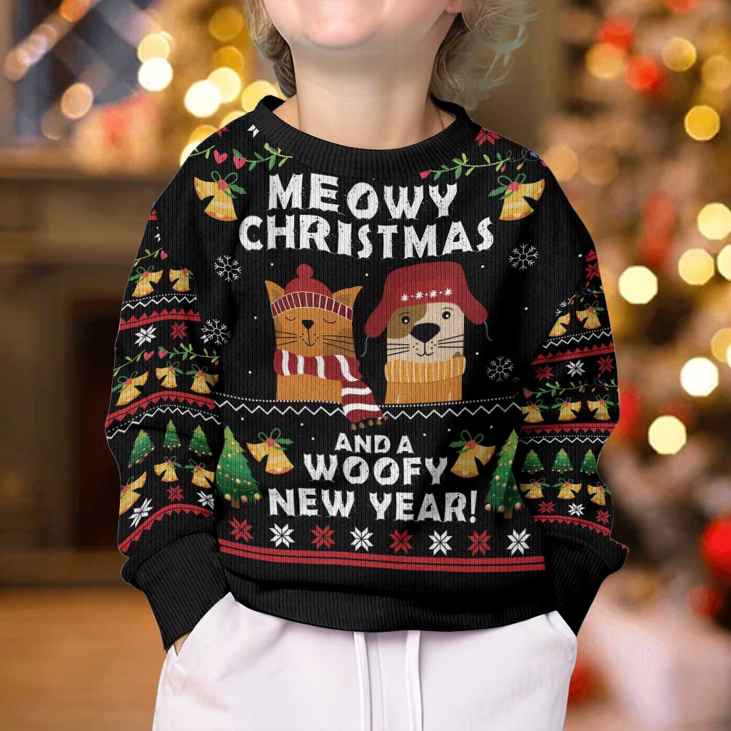 Meowy Christmas And Woofy New Year Kid Ugly Christmas Sweater DT04 - Wonder Print Shop