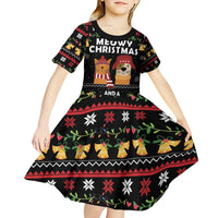 Meowy Christmas And Woofy New Year Kid Short Sleeve Dress DT04 - Wonder Print Shop