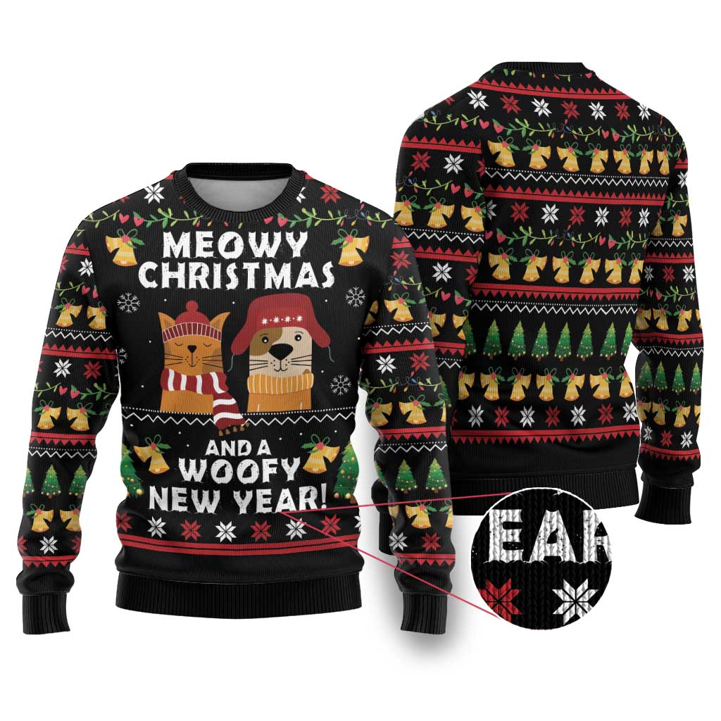 Meowy Christmas And Woofy New Year Ugly Christmas Sweater DT04 - Wonder Print Shop
