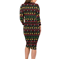 Meowy Christmas And Woofy New Year Long Sleeve Bodycon Dress DT04 - Wonder Print Shop
