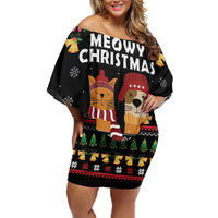 Meowy Christmas And Woofy New Year Off Shoulder Short Dress DT04 - Wonder Print Shop