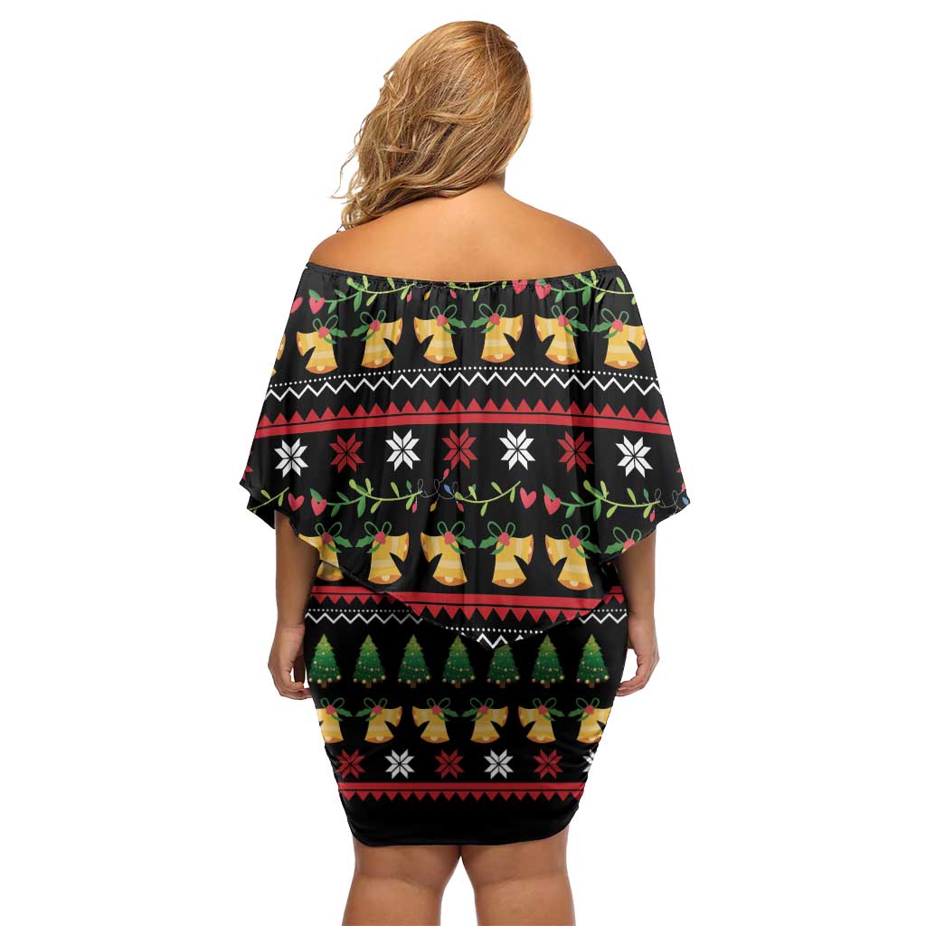 Meowy Christmas And Woofy New Year Off Shoulder Short Dress DT04 - Wonder Print Shop