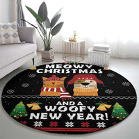 Meowy Christmas And Woofy New Year Round Carpet