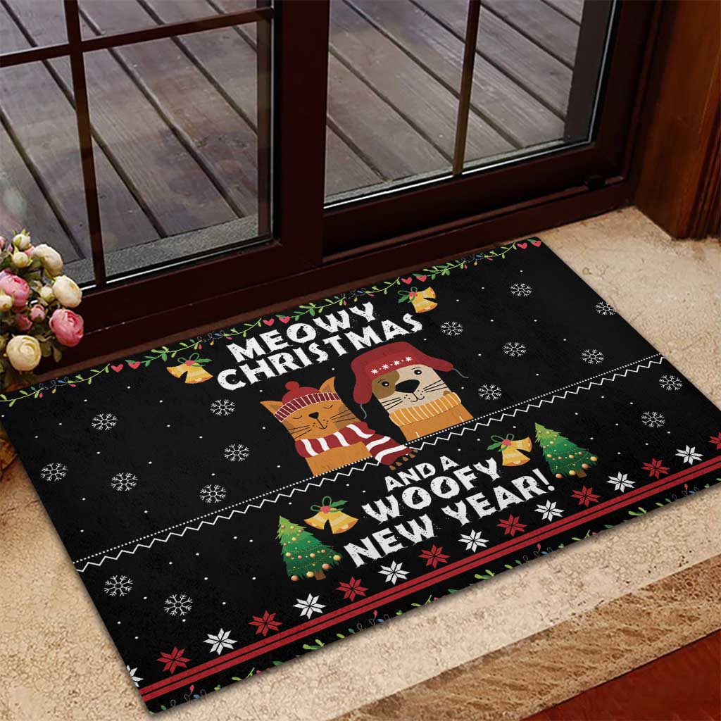 Meowy Christmas And Woofy New Year Rubber Doormat DT04 - Wonder Print Shop