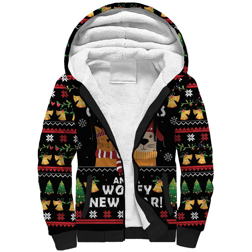 Meowy Christmas And Woofy New Year Sherpa Hoodie DT04 - Wonder Print Shop