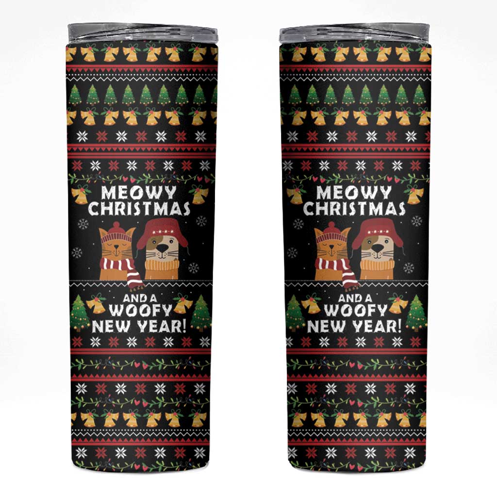 Meowy Christmas And Woofy New Year Skinny Tumbler DT04 - Wonder Print Shop