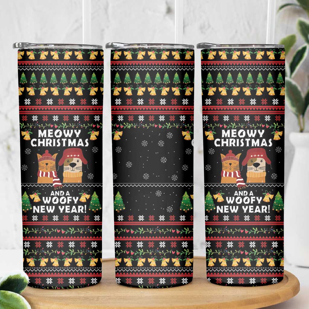 Meowy Christmas And Woofy New Year Skinny Tumbler DT04 - Wonder Print Shop