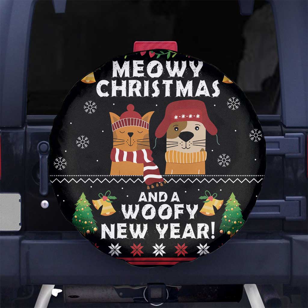 Meowy Christmas And Woofy New Year Spare Tire Cover DT04 - Wonder Print Shop
