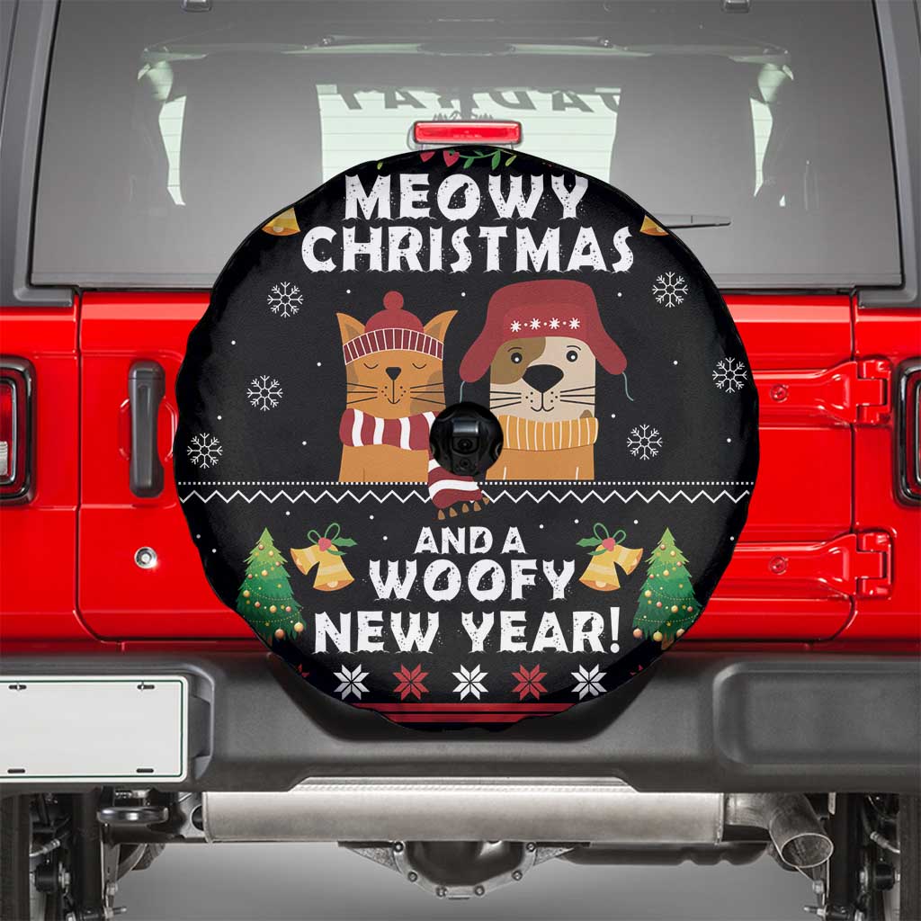 Meowy Christmas And Woofy New Year Spare Tire Cover DT04 - Wonder Print Shop