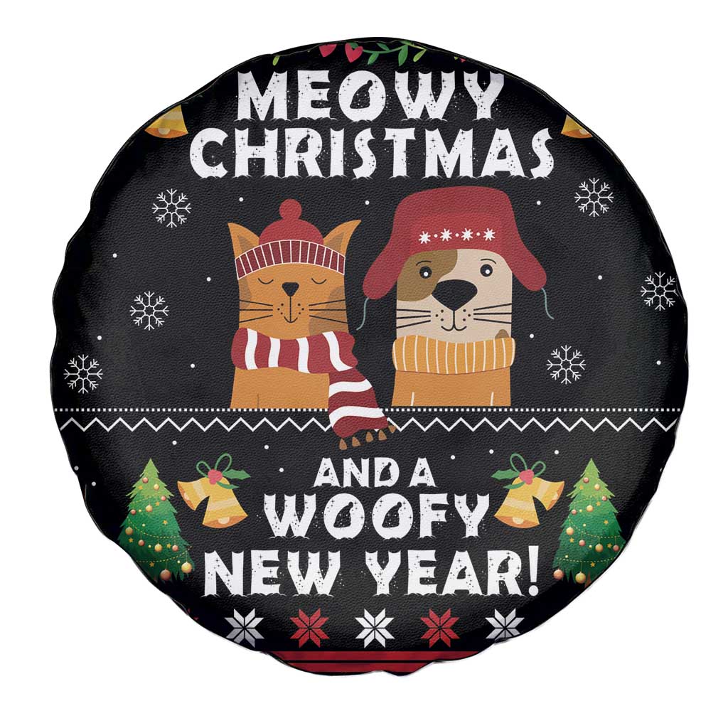 Meowy Christmas And Woofy New Year Spare Tire Cover DT04 - Wonder Print Shop