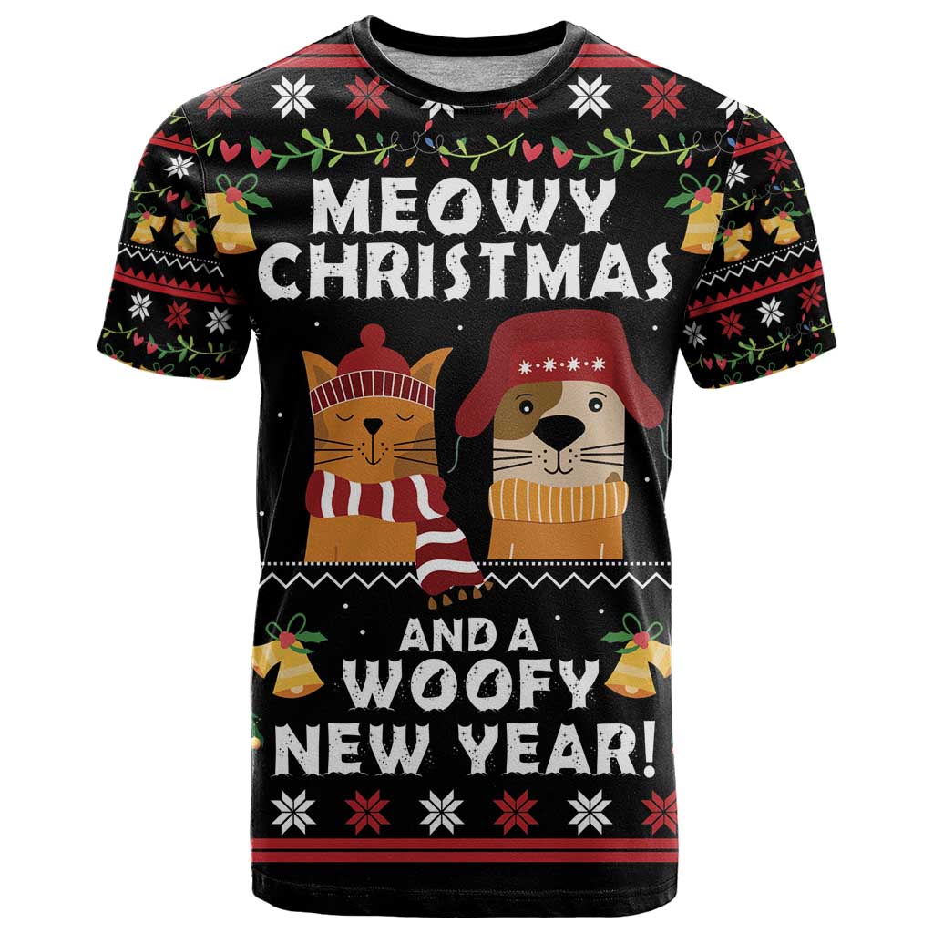 Meowy Christmas And Woofy New Year T Shirt DT04 - Wonder Print Shop