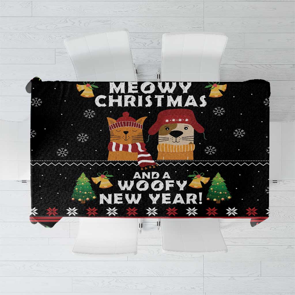 Meowy Christmas And Woofy New Year Tablecloth DT04 - Wonder Print Shop