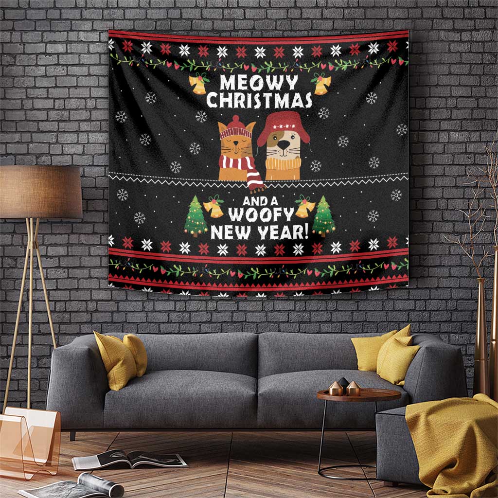 Meowy Christmas And Woofy New Year Tapestry DT04 - Wonder Print Shop
