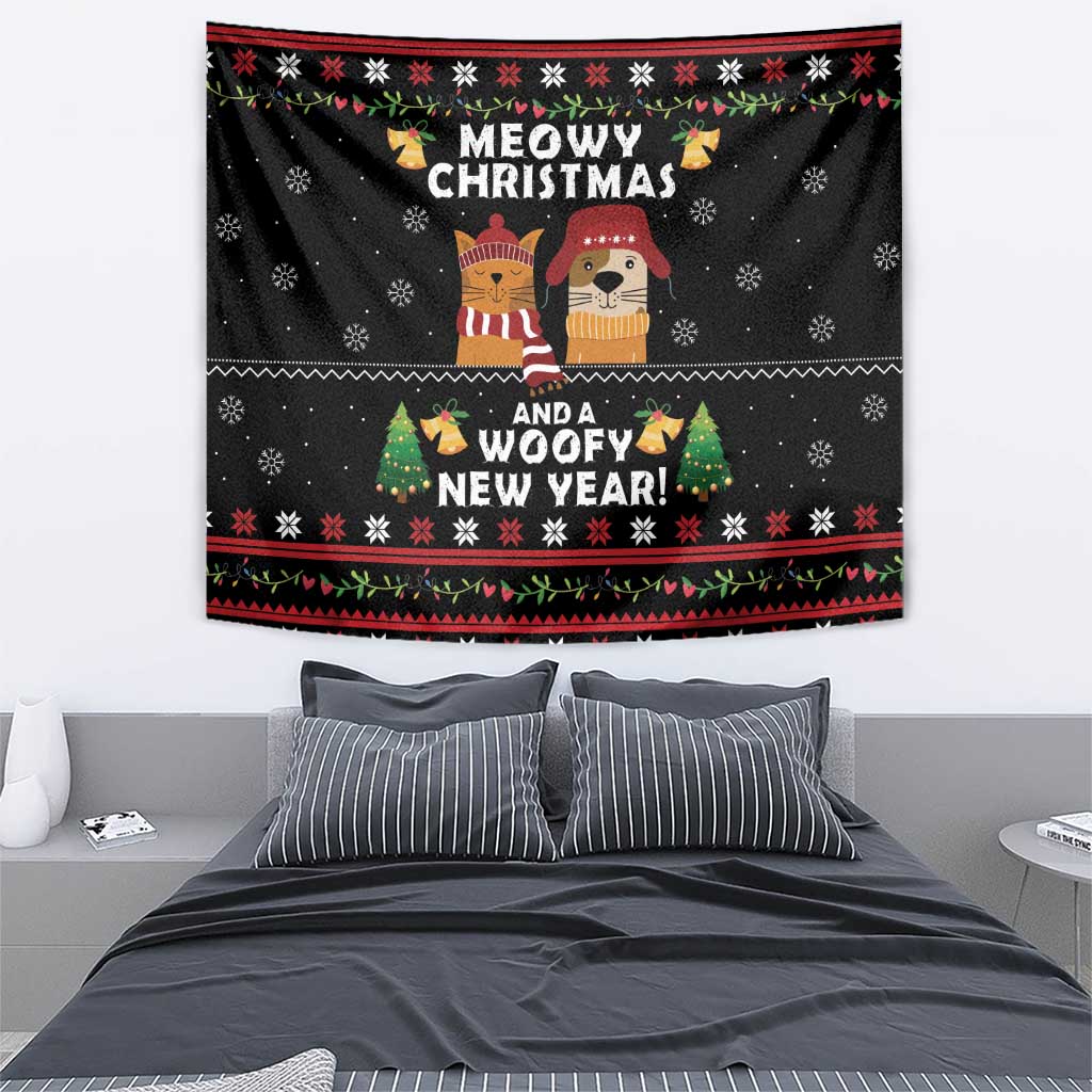 Meowy Christmas And Woofy New Year Tapestry DT04 - Wonder Print Shop