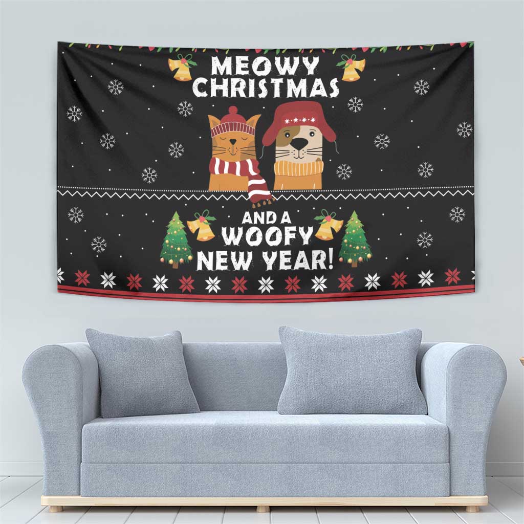 Meowy Christmas And Woofy New Year Tapestry DT04 - Wonder Print Shop
