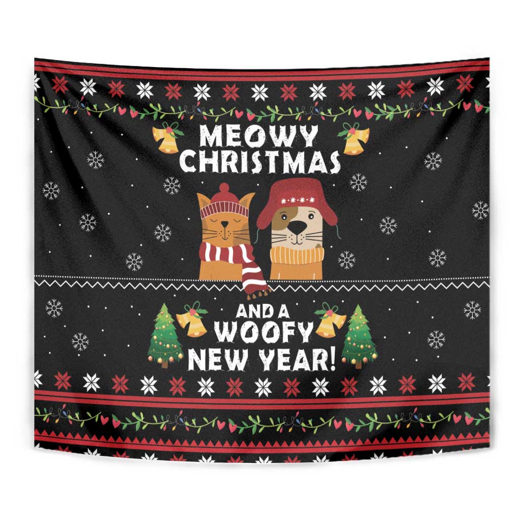 Meowy Christmas And Woofy New Year Tapestry DT04 - Wonder Print Shop