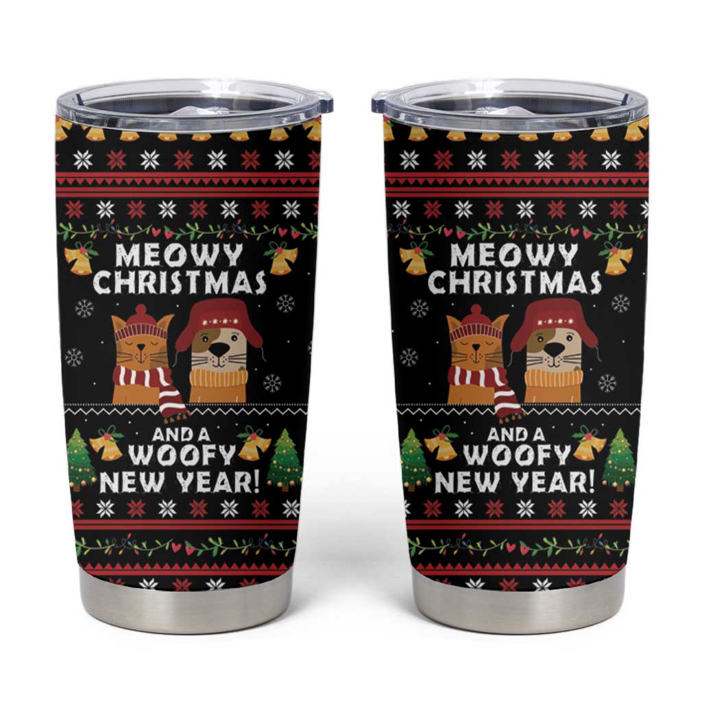 Meowy Christmas And Woofy New Year Tumbler Cup DT04 - Wonder Print Shop