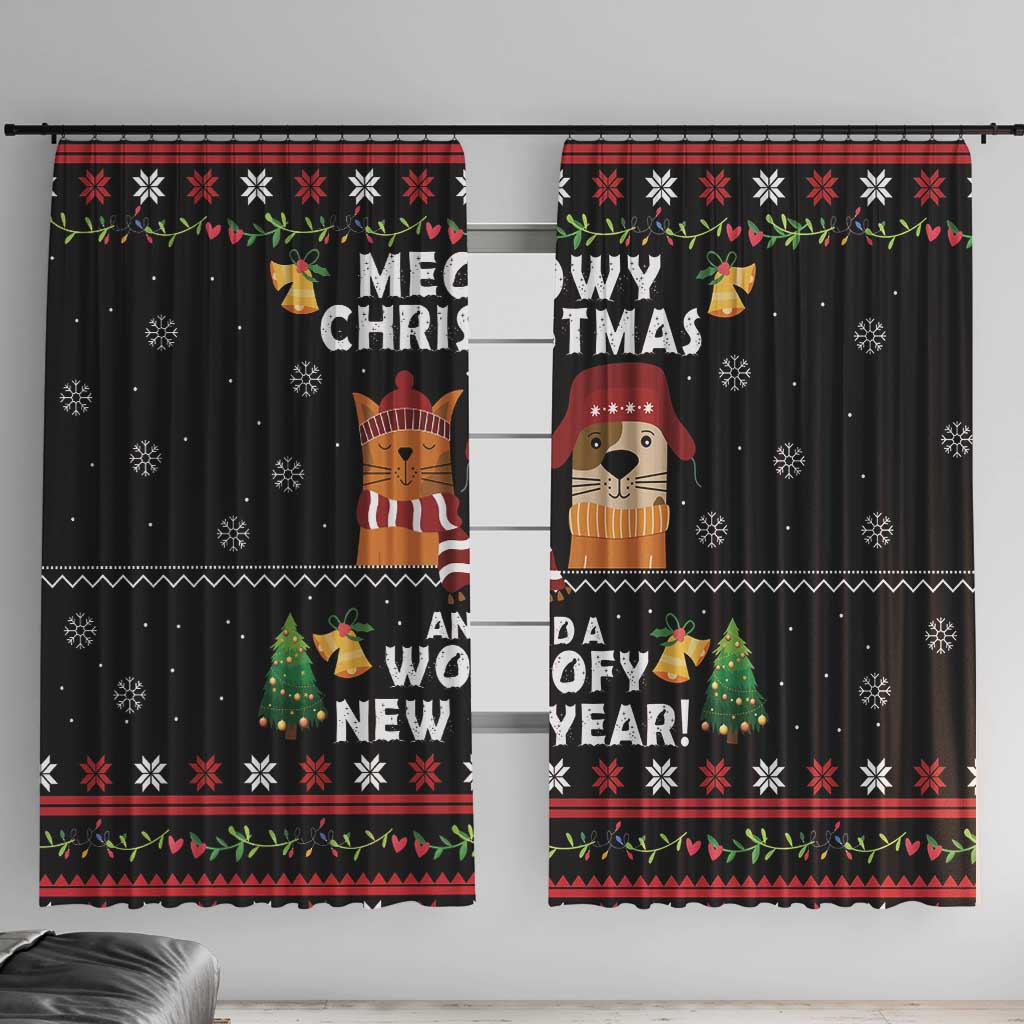 Meowy Christmas And Woofy New Year Window Curtain DT04 - Wonder Print Shop