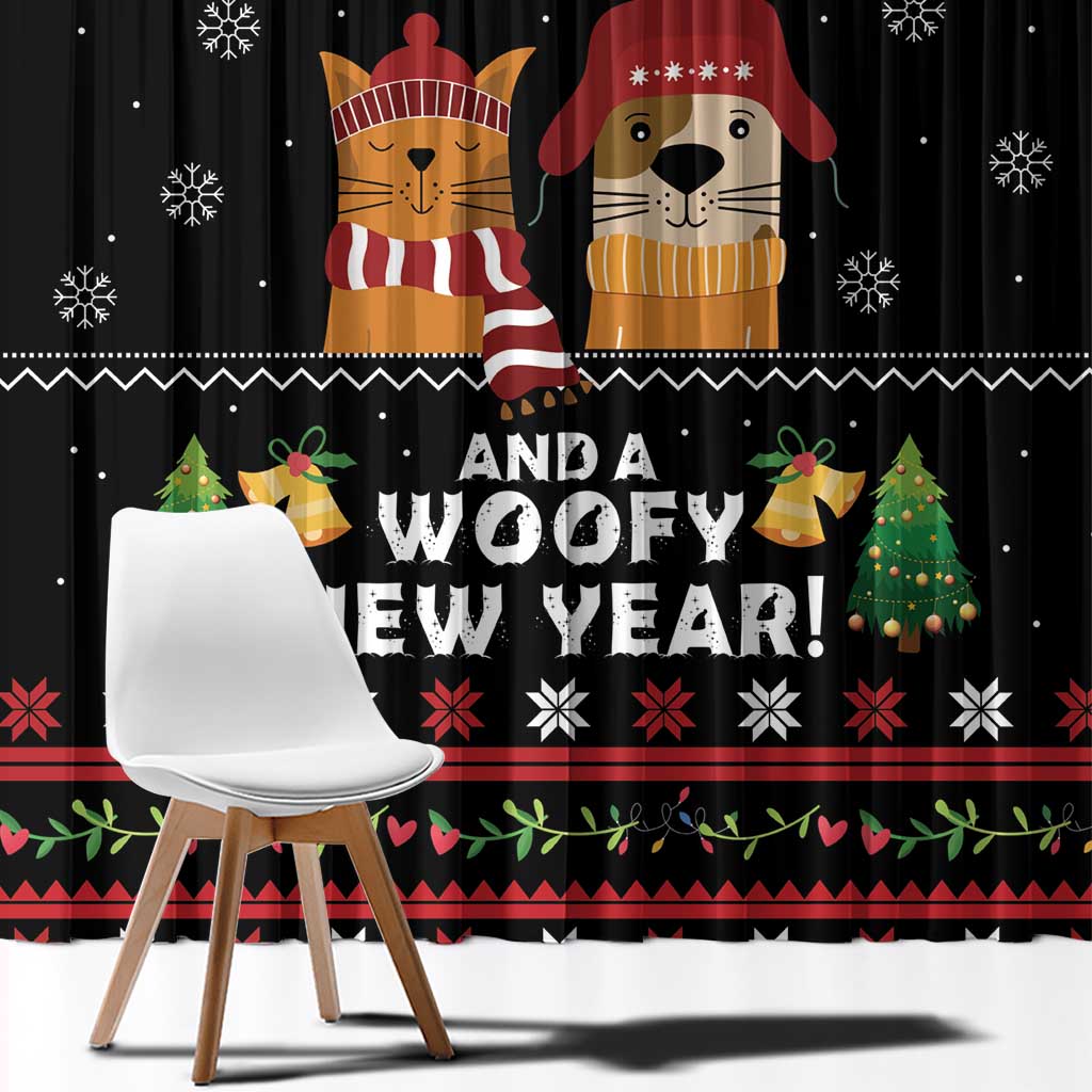 Meowy Christmas And Woofy New Year Window Curtain DT04 - Wonder Print Shop