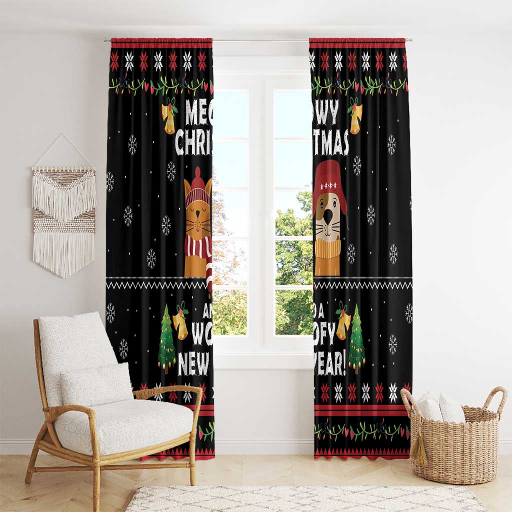 Meowy Christmas And Woofy New Year Window Curtain DT04 - Wonder Print Shop