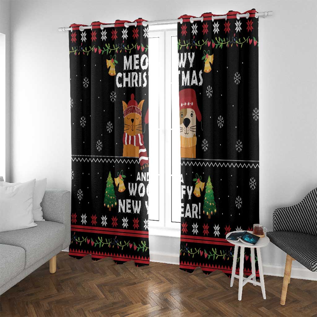 Meowy Christmas And Woofy New Year Window Curtain DT04 - Wonder Print Shop