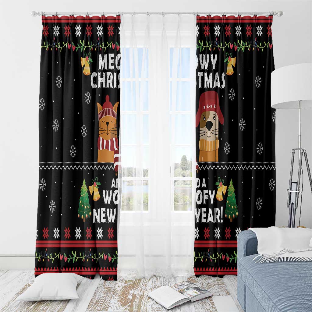 Meowy Christmas And Woofy New Year Window Curtain DT04 - Wonder Print Shop