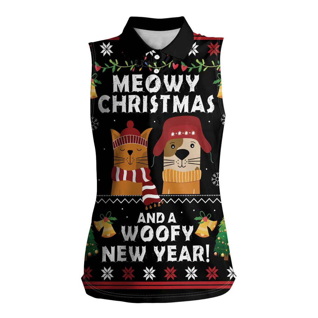 Meowy Christmas And Woofy New Year Women Sleeveless Polo Shirt DT04 - Wonder Print Shop