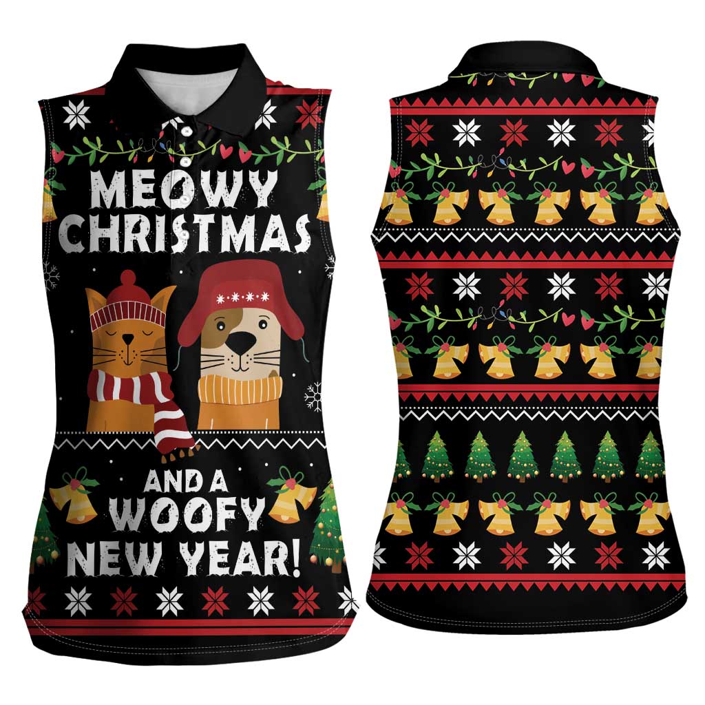 Meowy Christmas And Woofy New Year Women Sleeveless Polo Shirt DT04 - Wonder Print Shop