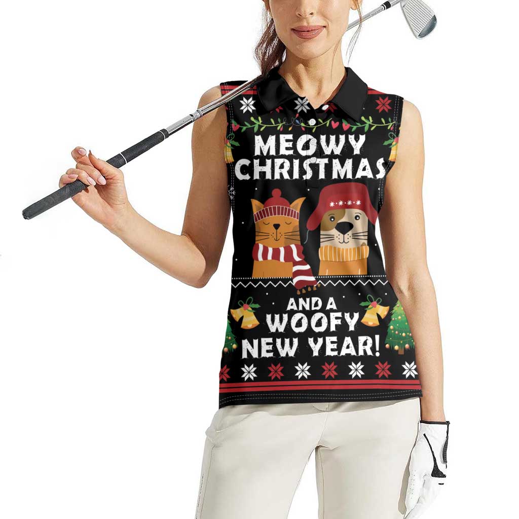 Meowy Christmas And Woofy New Year Women Sleeveless Polo Shirt DT04 - Wonder Print Shop