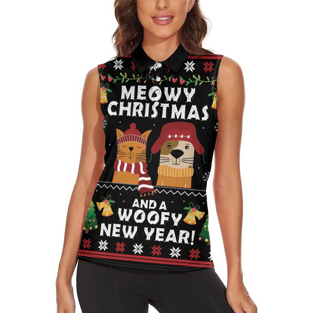 Meowy Christmas And Woofy New Year Women Sleeveless Polo Shirt DT04 - Wonder Print Shop