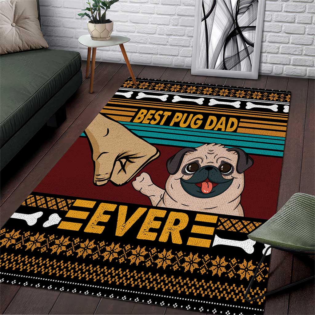 Best Pug Dad Ever Area Rug Pug Dog Christmas Awesome Dad DT04 - Wonder Print Shop