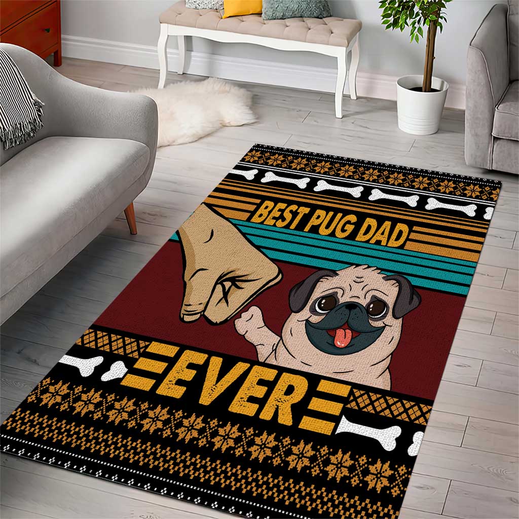 Best Pug Dad Ever Area Rug Pug Dog Christmas Awesome Dad DT04 - Wonder Print Shop