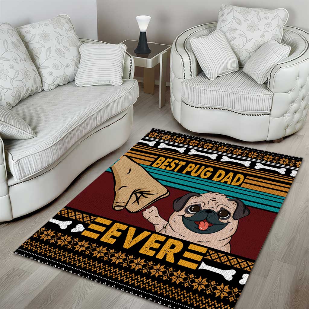 Best Pug Dad Ever Area Rug Pug Dog Christmas Awesome Dad DT04 - Wonder Print Shop