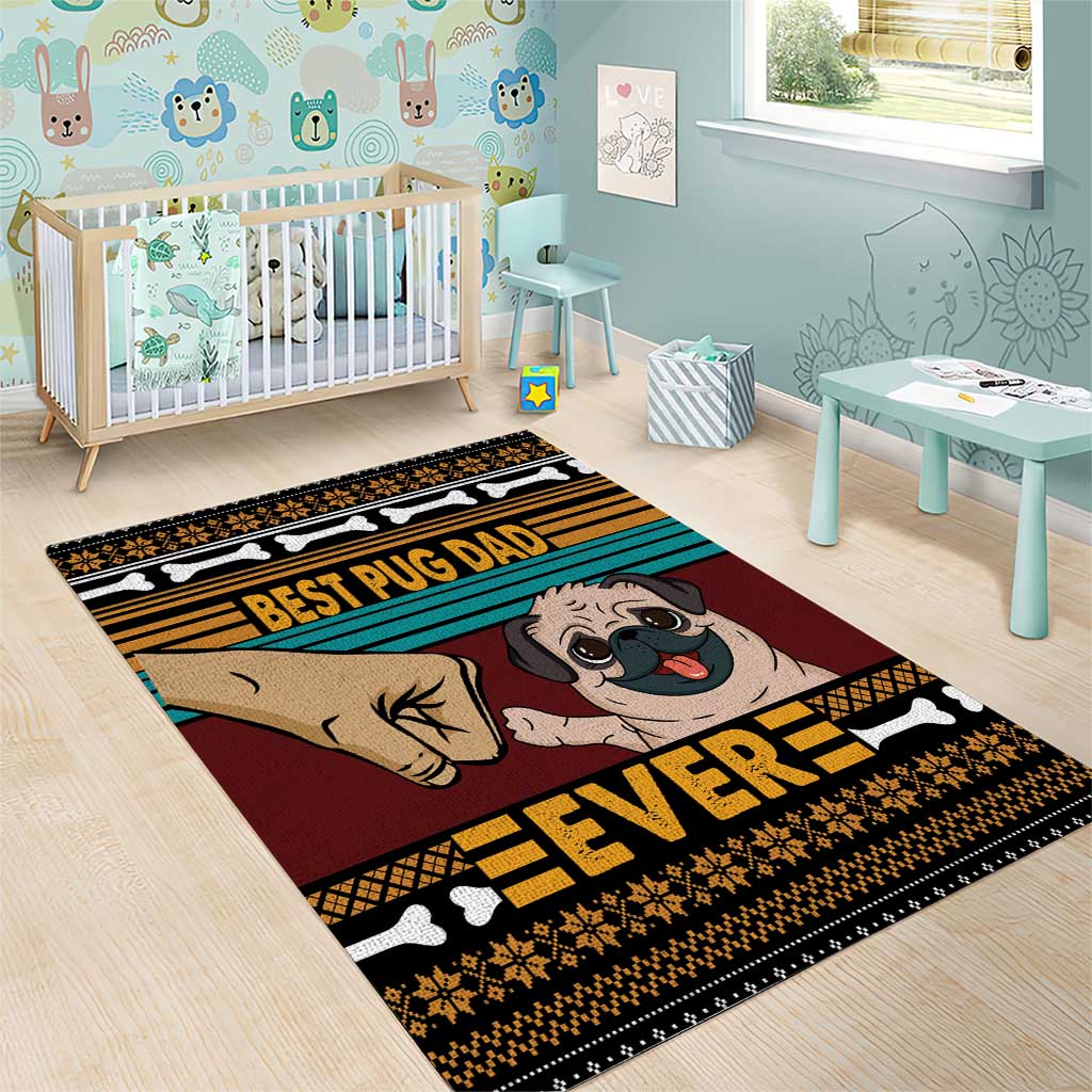Best Pug Dad Ever Area Rug Pug Dog Christmas Awesome Dad DT04 - Wonder Print Shop