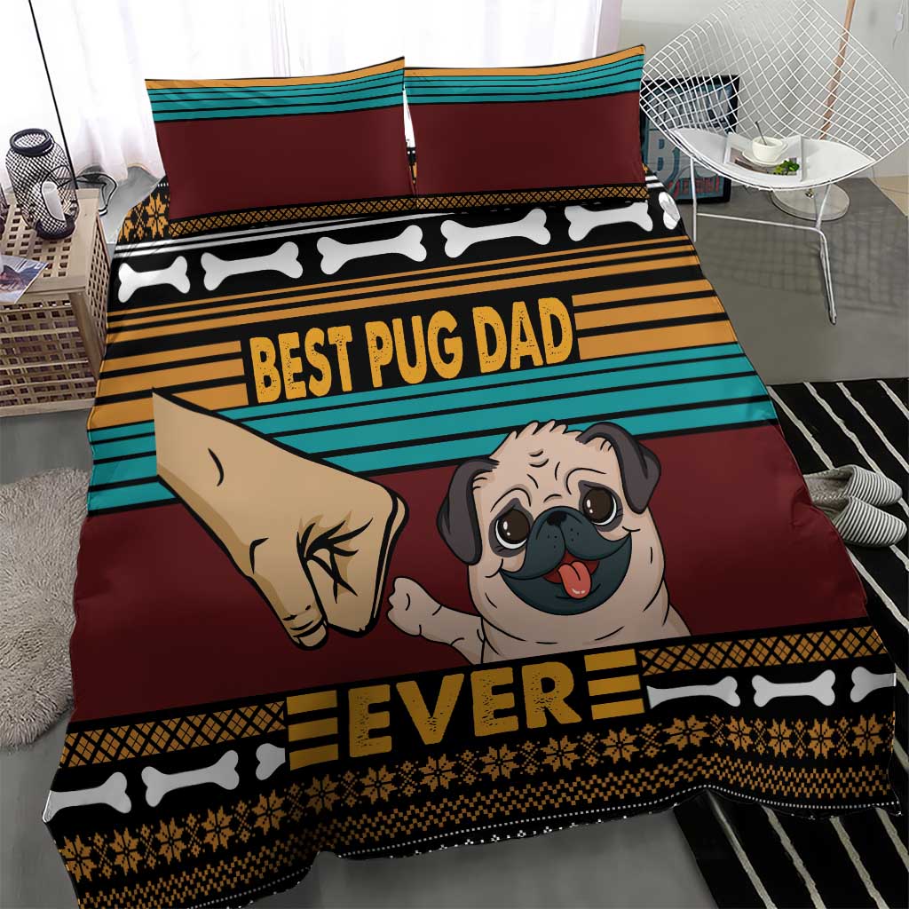 Best Pug Dad Ever Bedding Set Pug Dog Christmas Awesome Dad DT04 - Wonder Print Shop