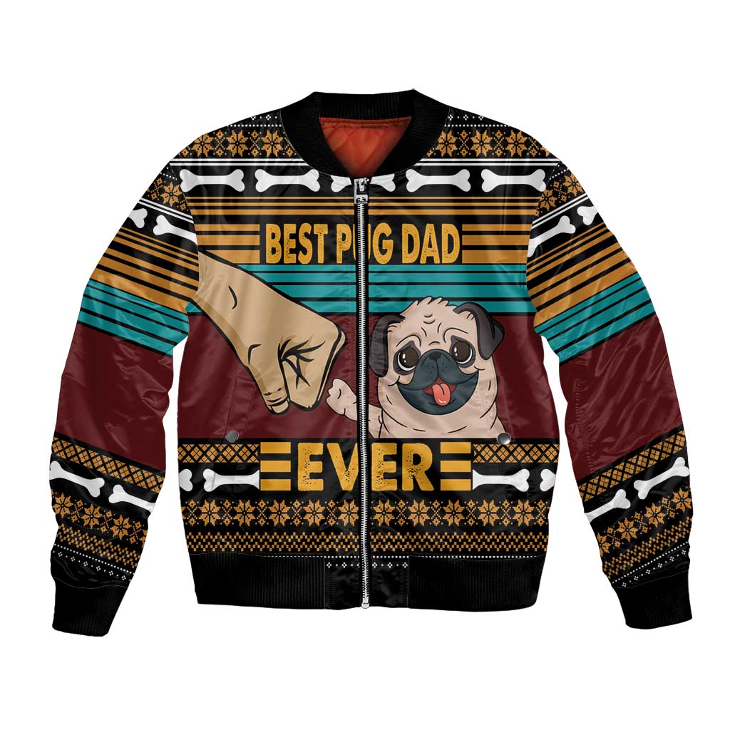 Best Pug Dad Ever Bomber Jacket Pug Dog Christmas Awesome Dad DT04 - Wonder Print Shop