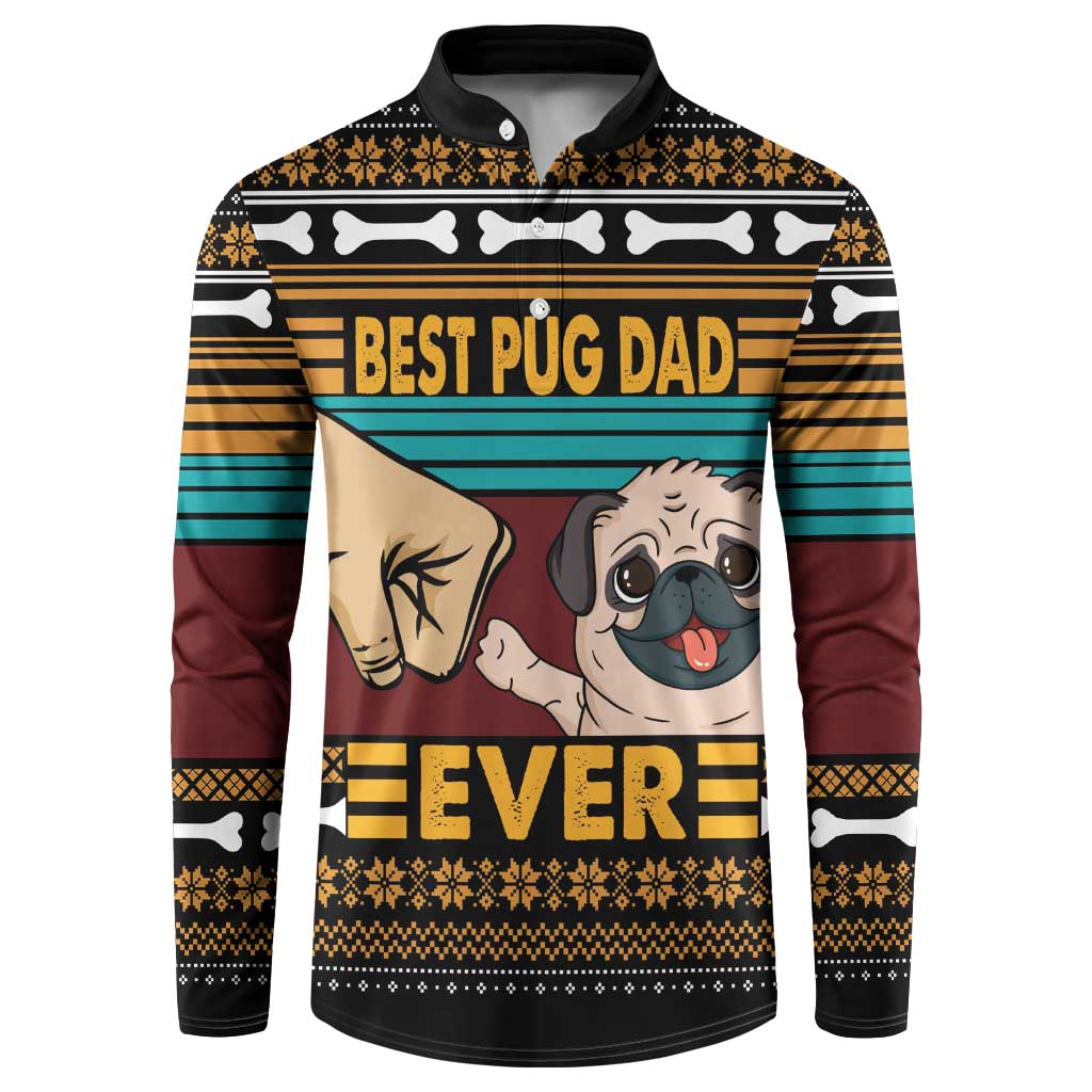 Best Pug Dad Ever Button Sweatshirt Pug Dog Christmas Awesome Dad DT04 - Wonder Print Shop