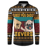 Best Pug Dad Ever Button Sweatshirt Pug Dog Christmas Awesome Dad DT04 - Wonder Print Shop